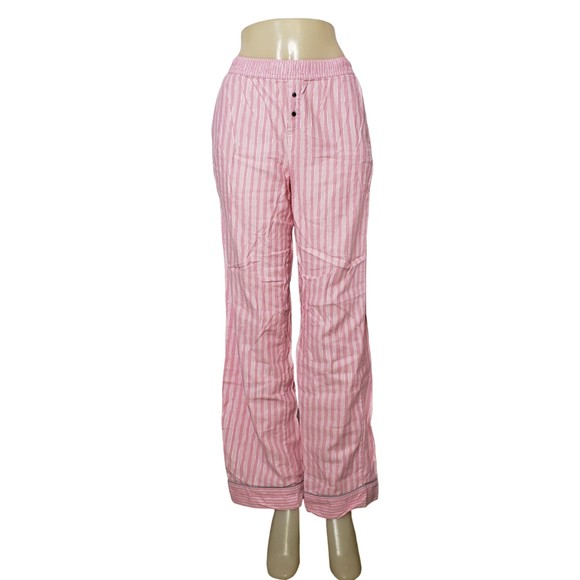 VICTORIA'S SECRET Pink and Silver Striped Cotton Pajama Pants Bottom Size Medium - Picture 1 of 8
